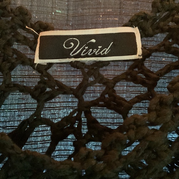 Black sheer top with embroidered scallop hem and neck line - Picture 2 of 4